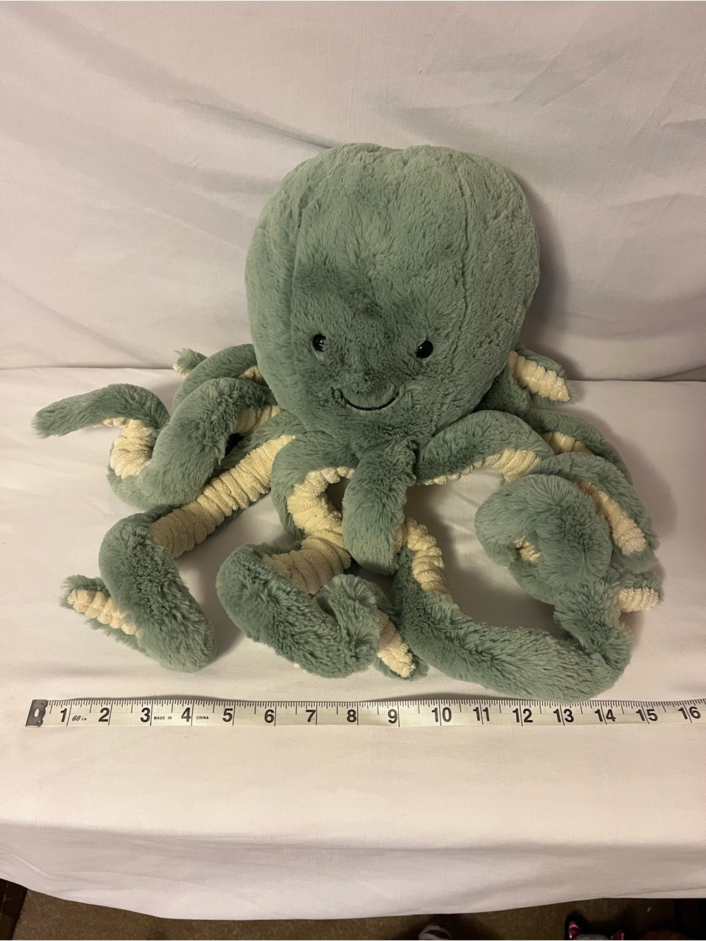 Jellycat Sage Green Octopus Plush with Cream Accents